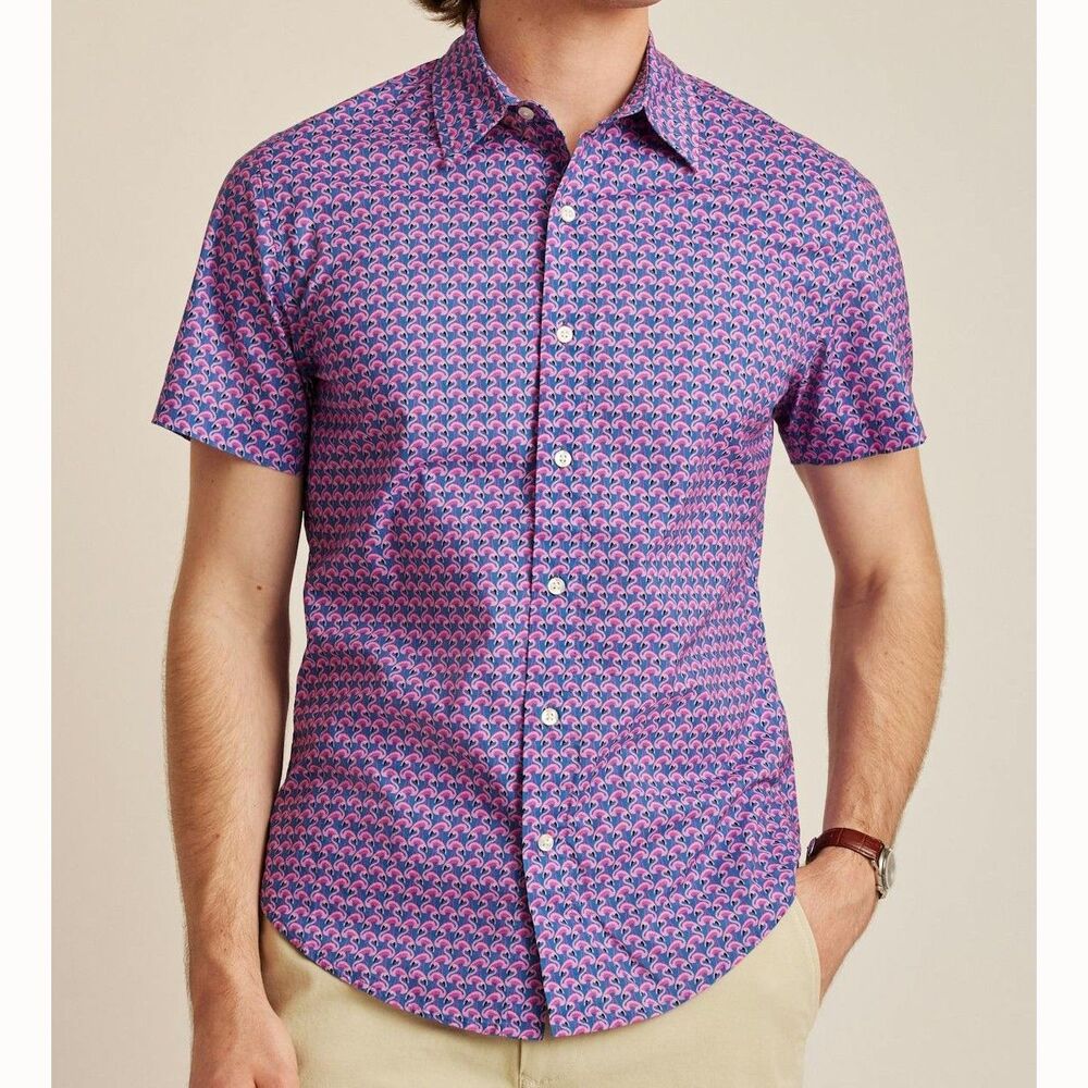 Bonobos Riviera Short Sleeve Men's Shirt Buttondown Printed Slim Fit M 288373